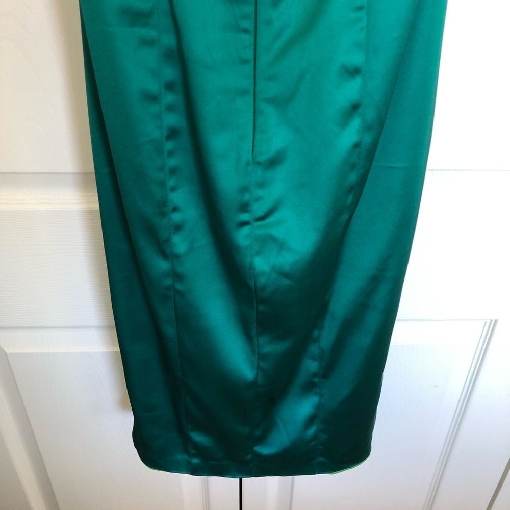 Portia & Scarlett Emerald Green Satin Cocktail Midi Dress Size 4 - Picture 7 of 10
